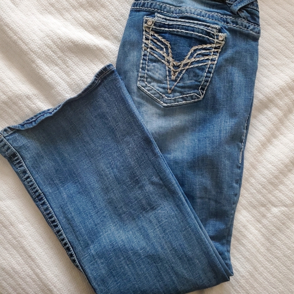 VIGOSS light blue Dublin Flare distressed/ripped jeans. Plus sz 20 L-34